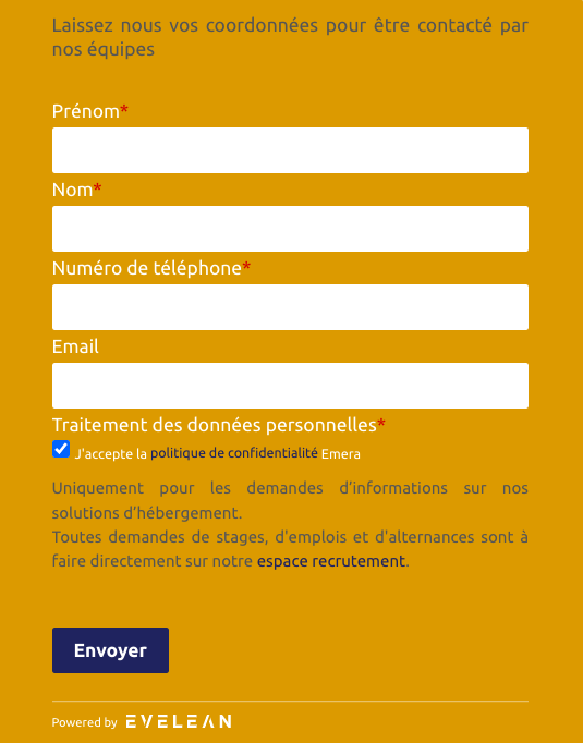 Formulaire en ligne Evelean
